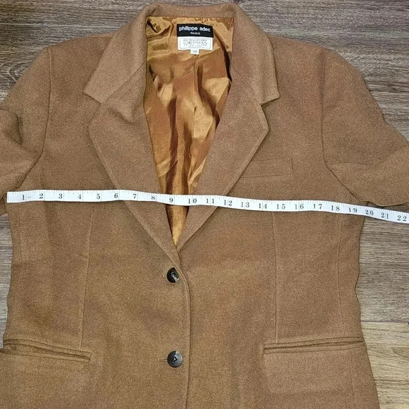 VTG Philippe Adec Lamb Wool Blend Blazer Caramel Brown SZ M USA - Picture 8 of 11